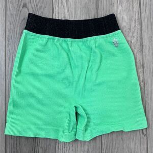 Free People Size L Prajna Green Pull On Ribbed High Rise Activewear NEW Shorts
